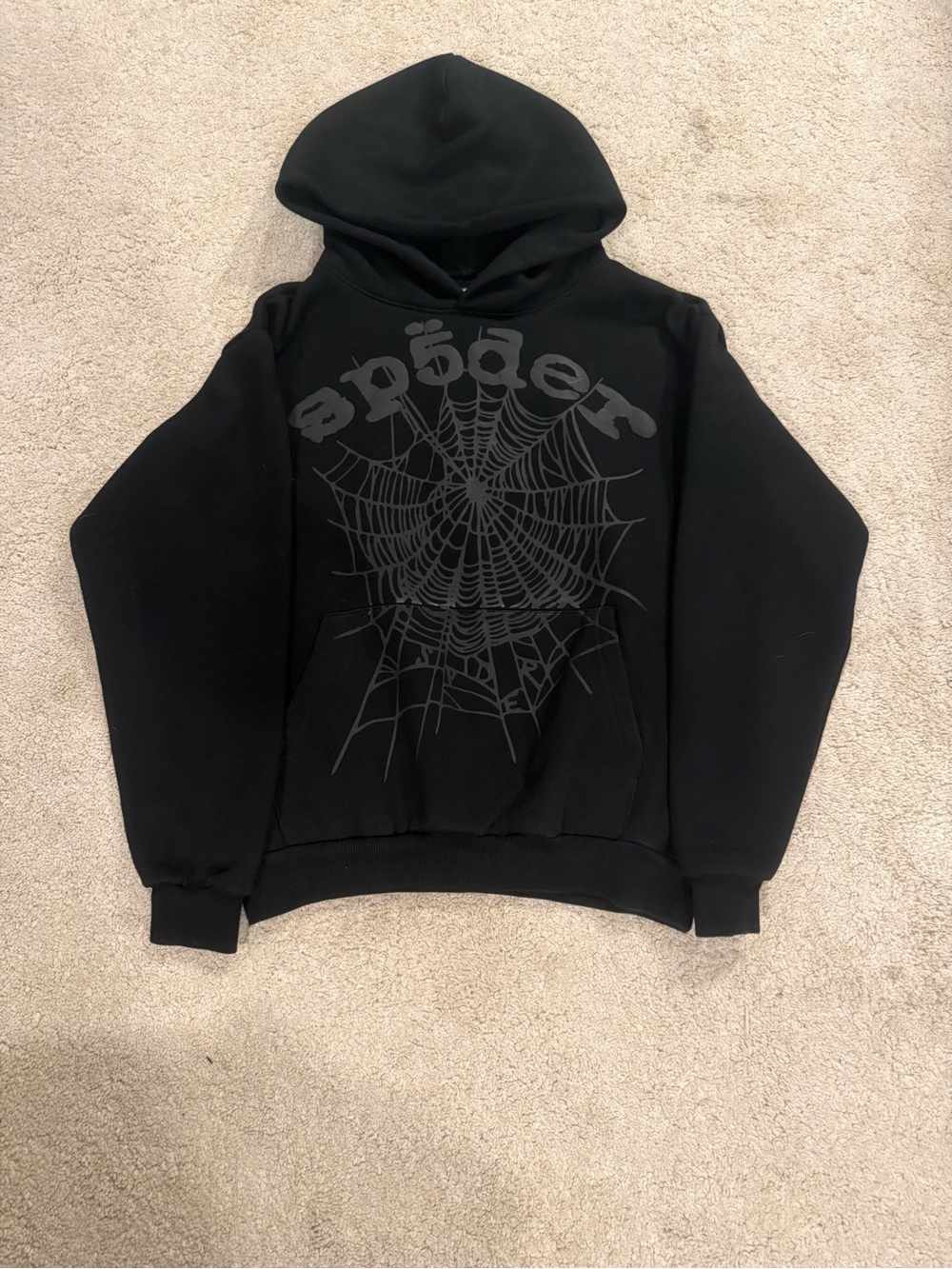 Black on black sp5der hoodie small
